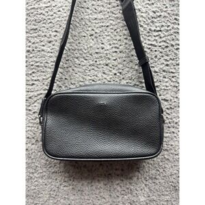 Angela Roi Designer Pebbled Leather Mini Crossbody Camera Bag Black Unisex
